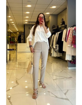 Ekol Kum Dar Paça Cep Detaylı Kumaş Pantolon 