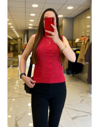 On Fashıon Kırmızı Balıkçı Yaka Triko Kazak