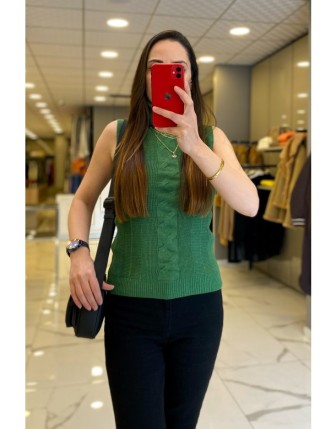 On Fashıon Yeşil Balıkçı Yaka Triko Kazak