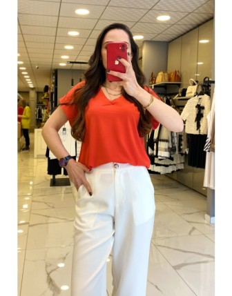 On Fashıon Kırmızı V Yaka Tişört