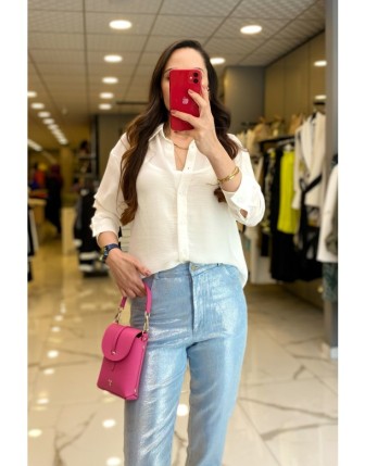 On Fashıon Ekru Düğmeli Uzun Kollu Gömlek