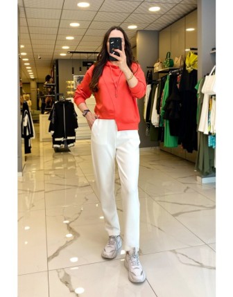 On Fashıon Ekru Beli Lastikli Cep Detaylı Scuba Eşofman Pantolon