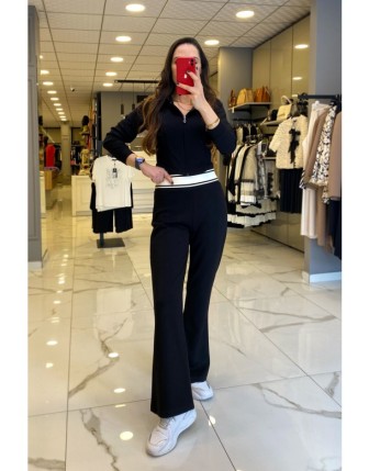 On Fashıon Siyah  Beli Lastikli Eşofman Pantolon