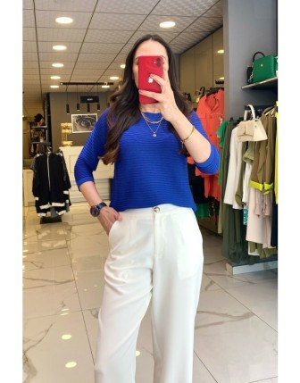 On Fashıon  Saks Fitilli Merserize Bluz