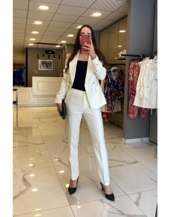 Ekol Ekru Cep Detaylı Dar Paça Pantolon