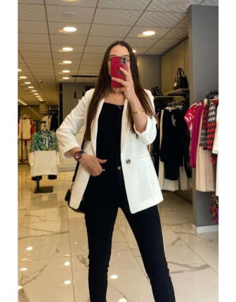 Ekol Ekru Kolu Katlamalı Cep Detaylı Blazer Ceket