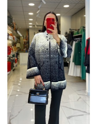 On Fashıon Ekru Kendinden Desenli Angora Hırka