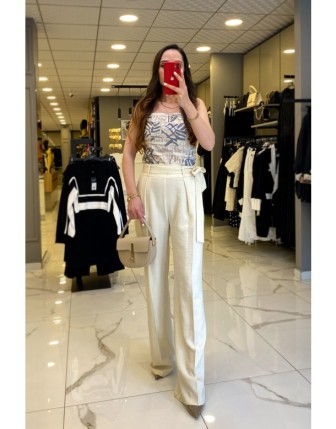 Miarte Bej Kuşaklı Pantolon