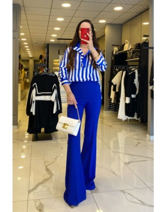 Miarte Saks Yandan Fermuarlı Arka Cep Detaylı İspanyol Paça Pantolon