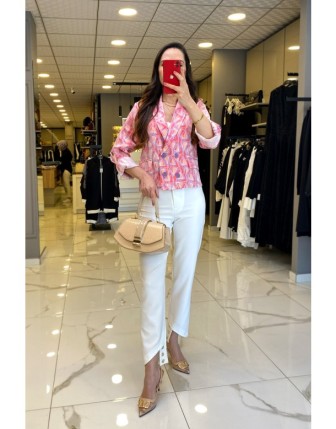 Miarte Ekru Paçası Düğme Detaylı Pantolon