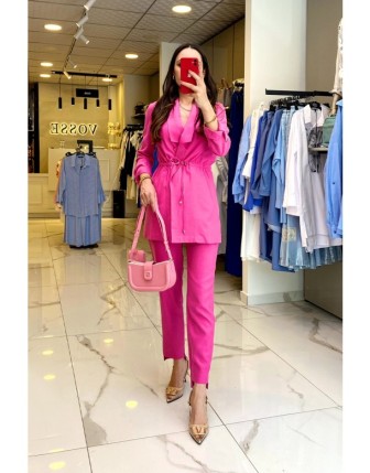 Ekol Fuşya Beli Büzgülü Kolu Katlamalı Cep Detaylı Takım