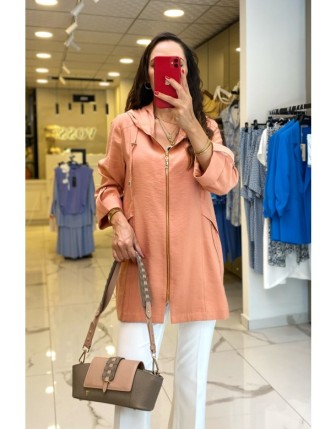 Ekol Soon Kapüşonlu Fermuarlı Cep Detaylı Ceket