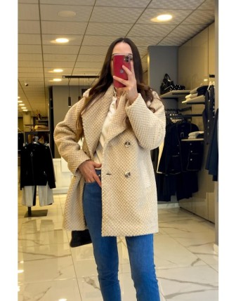 Ekol Camel Düğme Detaylı Peluş Kaban 