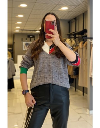 On Fashıon Gri V Yaka Sweat