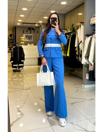 Miarte İndigo Cep Detaylı blazer Ceketli Takım