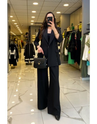 Mianotte Siyah Payetli Ceketli Takım