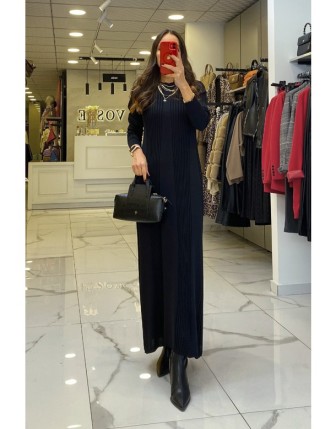 Tığ Triko Siyah Triko Elbise 