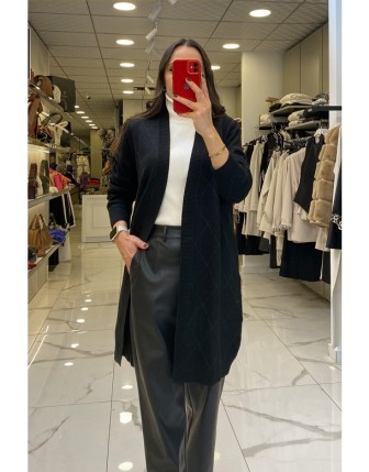 Tığ Triko Siyah  Simli Hırka