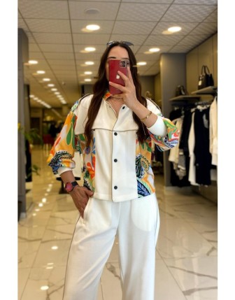 On Fashıon Mango Desenli Çıtçıtlı Ceket