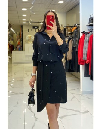 Miarte Siyah Taşlı Gömlek 