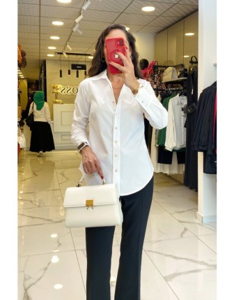 Ekol Ekru Gold Düğme Detaylı Uzun Kollu Gömlek