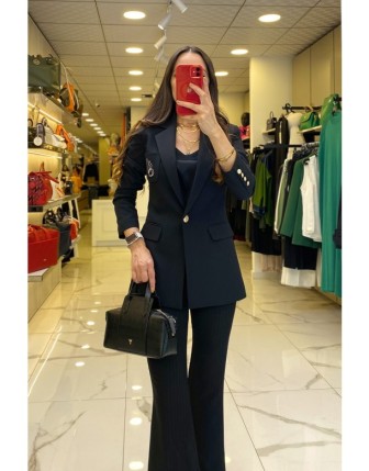 Ekol Siyah İç Astarlı Cep Detaylı Blazer Ceket