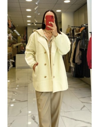 Tığ Triko Camel Kapişonlu Ceket 