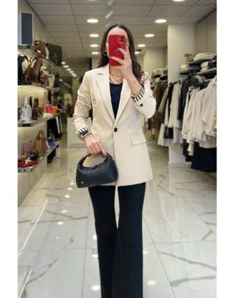 Ekol Kum İç Astarlı Cep Detaylı Blazer Ceket 