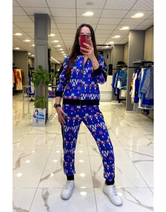 On Fashıon Saks Desenli Eşofman Altı 