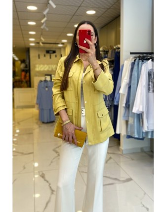 Ekol Olive Cep Detaylı Fermuarlı Ceket