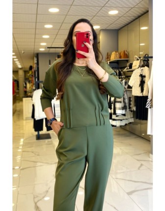 On Fashıon Haki Dikiş Detaylı Sweat