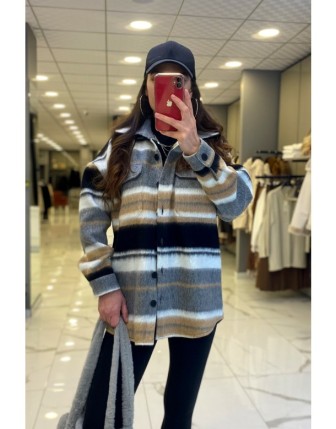 On Fashion Camel Kendinden Desenli Düğme Ve Cep Detaylı Mont