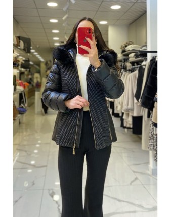 Ekol Siyah Kapüşonlu Şişme Mont 