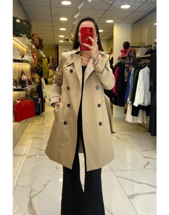 Ekol Camel  Düğmeli Ve Kuşaklı Trençkot