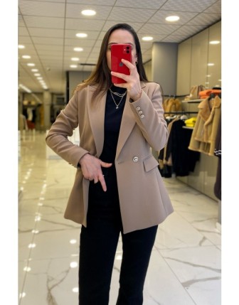 Ekol Camel Gold Düğme Detaylı Blazer Ceket