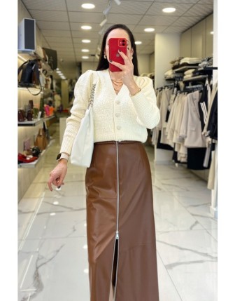 On Fashıon Ekru Düğmeli Triko Hırka