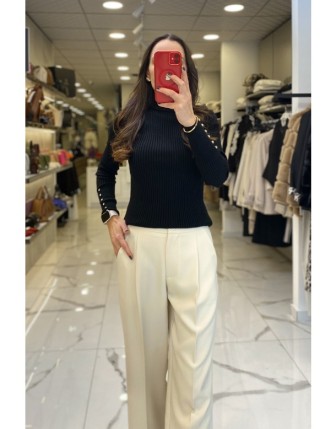 Vosse Siyah Dik Yaka Fitilli Kazak 