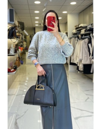 On Fashıon Gri Taşlı Triko Kazak 