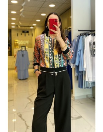 On Fashıon Sarı Payetli Fermuarlı Ceket