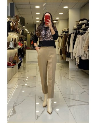 Yusuf Özdemir Bej Çift Düğmeli Pantolon