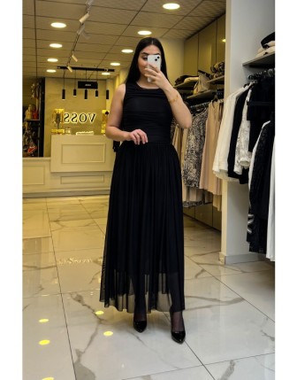 Ekol Siyah Organize Sıfır Kollu Elbise