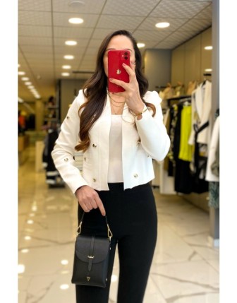 On Fashıon Ekru Kalp Detylı Triko Hırka