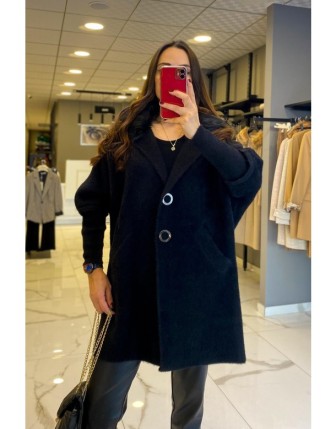 On Fashıon Siyah Cepli , Yakası Kürk Detaylı Düğmeli Hırka