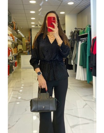 Ekol Siyah V Yaka Uzun Kollu Bluz