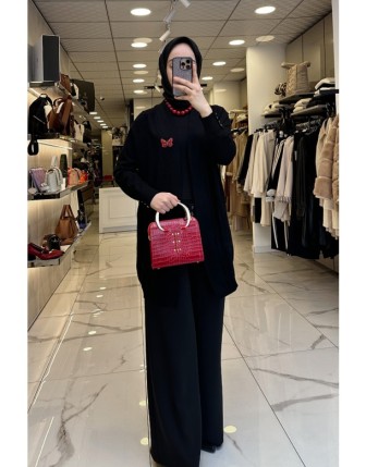 Tığ Triko Siyah Triko Hırka