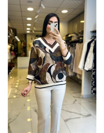 On Fashıon Kahverengi Ribanalı Bluz