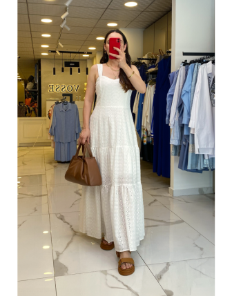 Ekol Ekru Askılı Astarlı Fisto Elbise