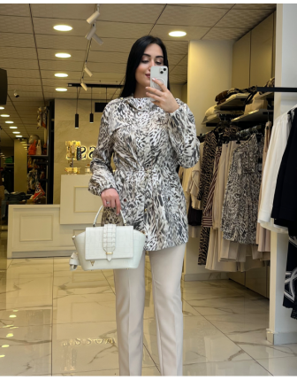 Ekol Kum Desenli Beli Lastikli Trençkot