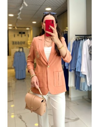 Ekol Somon Tek Düğme Ve Cep Detaylı Blazer Ceket