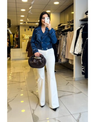 Ekol Mavi Beli Lastikli Kot Ceket